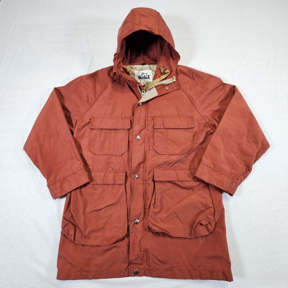 Woolrich Parka Jacket Mens Medium Redwood Hooded Coat 80s Vintage